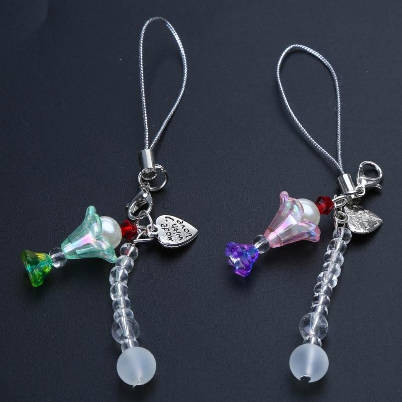 Entzückender Perlen-Schlüsselanhänger Niedlicher Schlüsselanhänger Einfaches Handy-Anti-Verlust-Lanyard Ornament Perfektes Geschenk für Freunde Familie Paare