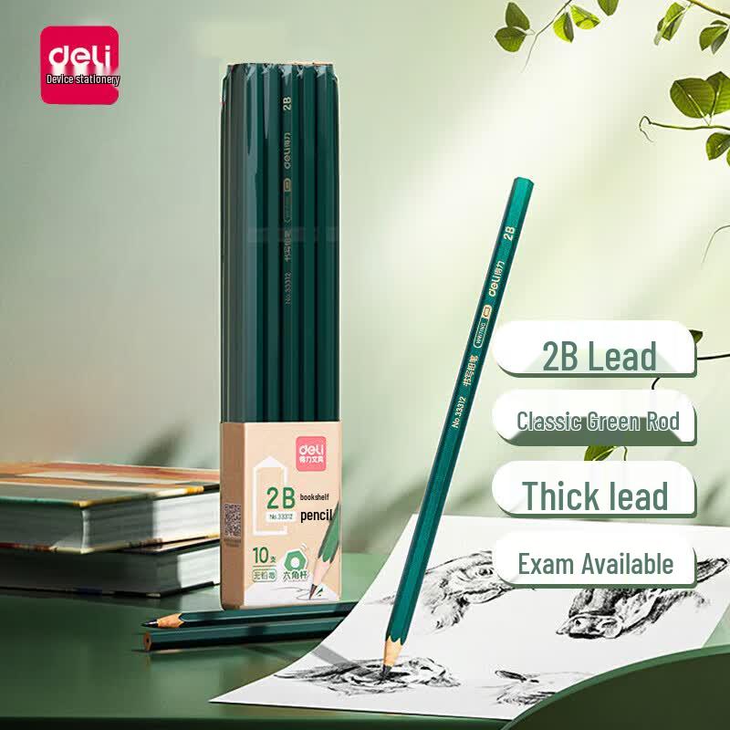 Deli Classic Green Hexagonal 2B Pencils, 30-Pack