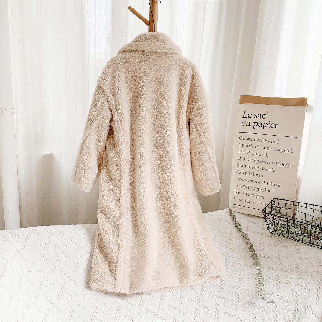 Women Fashion  And Winter Loose Medium Long Windbreaker Lamb Coat