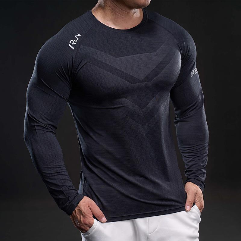 New Spring Long-sleeved T-shirt Men's Casual Sports Base Shirt Men's Youth Quick-dry Men's T-shirt