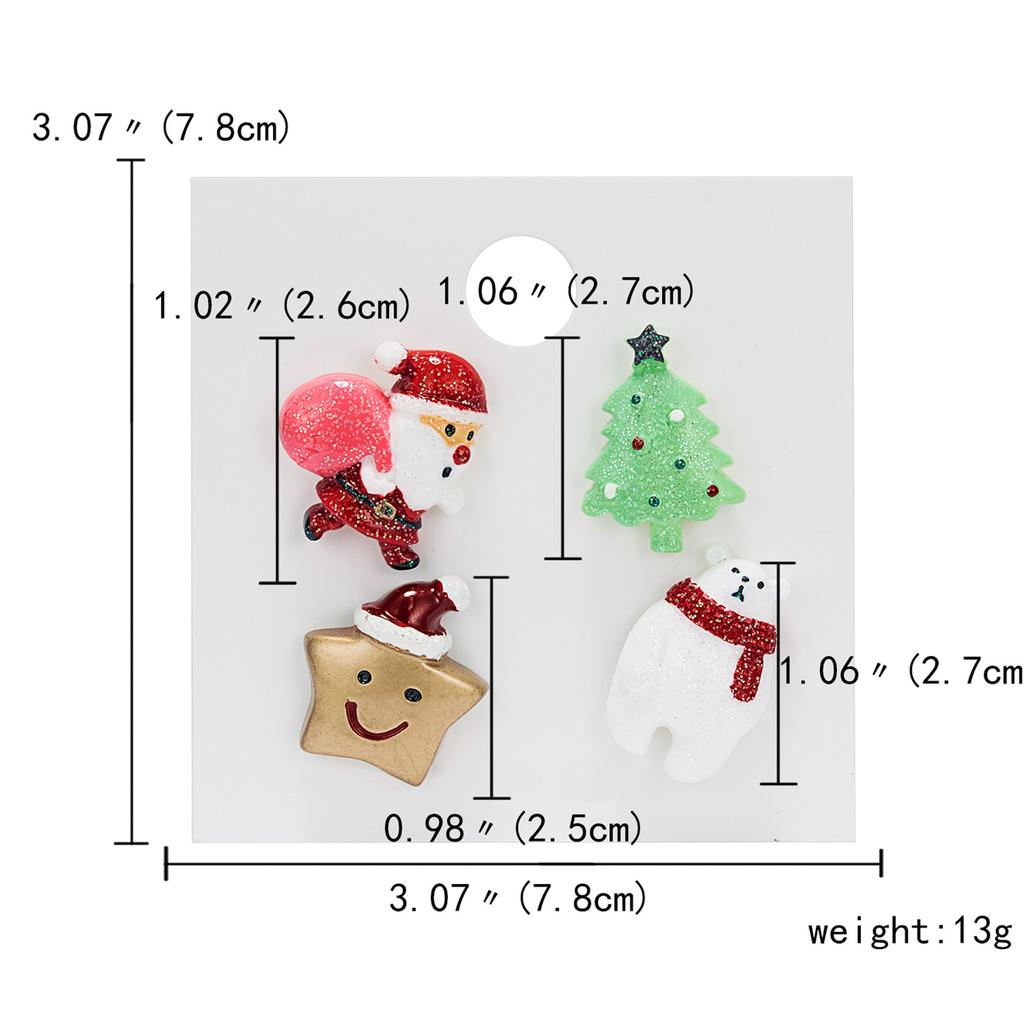 3/4Pcs/Set Merry Christmas Brooches For Women Acrylic Resin Xmas Tree Santa Claus Deer Snowman Lapel Pins New Year Party Jewelry