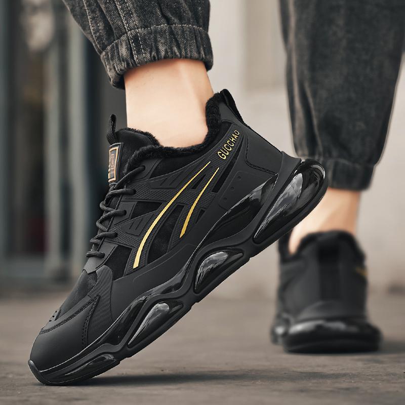 Men's Casual Sports Shoes Autumn and Winter New Warm Plush Cotton Shoes Soft Sole Non Slip Outdoor Running Shoes Male Sneakers