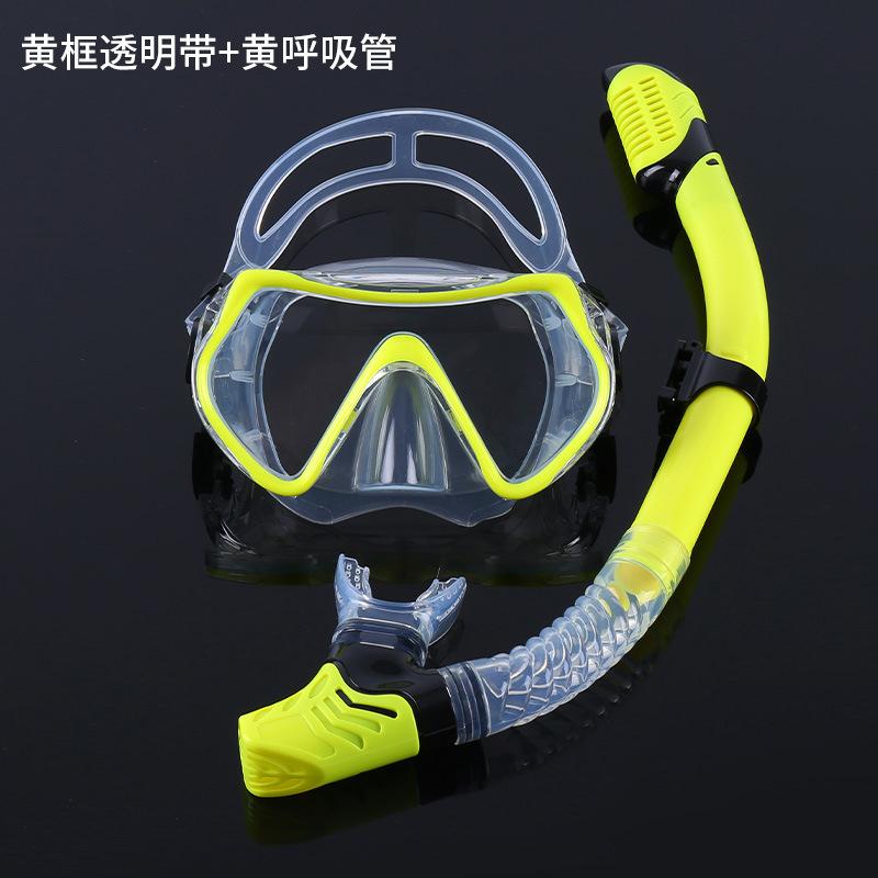 Set Scufundări pentru Adulți Noi Snorkel Cadru Mare Silicon Sticlă Călită Lunetă Echipament Respirație Subacvatică Asistată Stil Liber