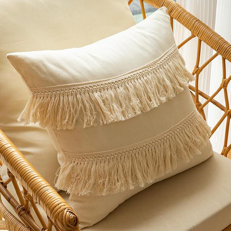 Moroccan Style Lace Ball Tassels Decorative Throw Pillow Case 45x45cm Moden Home Living Room Sofa Bed Decor Cushion Cover