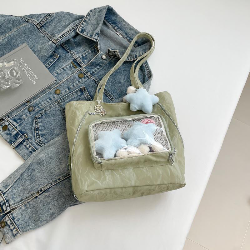 Fashion Transparent Shoulder Bag Women's 2025 New Versatile Simple Large-capacity Tote Bag, Foreign Style Student Backpack Tide