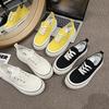 Thick Soled Women Canvas Shoes White Low Cut Casual Designer Sneakers with Versatile Straps