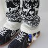 Fair Isle Vintage Knit Reindeer Leg Warmers - Grey, Cream, & White Women's Calf Socks