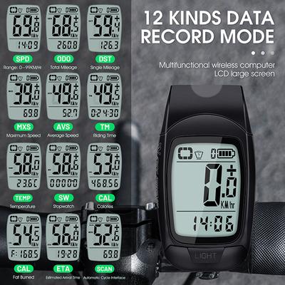 Multifunctional Bike Cycling Speedmeter Wireless Bicycle Speed Meter with Light and Horn USB