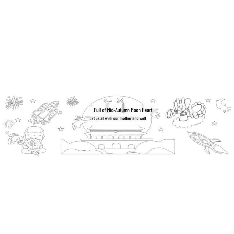

Mid-Autumn & National Day Children s Graffiti Canvas: 100-Meter Themed Scroll Width 0.6 meters