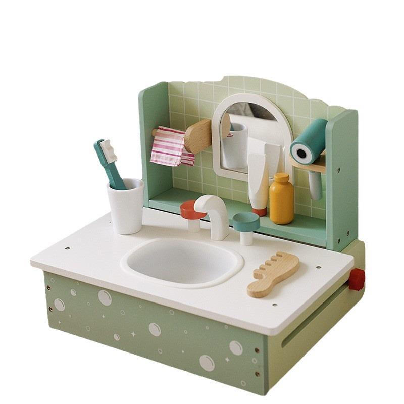 Play House Toy Kitchen Wooden Boy Girl Dessert Shop Ice Cream Tea Set Wooden Children's Toys