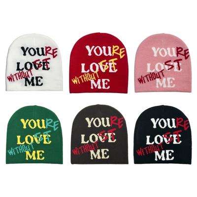 Winter Knitted Hat for Teen Windproof Hat with Jacquard Letter Skiing Riding Hat