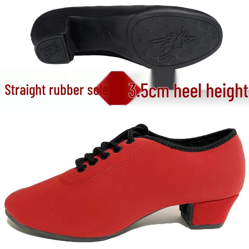 Women's Professional Latin Dance Shoes with Mid-High Heel and Soft Sole for Ballroom, Teacher Training, and Square Dancing.