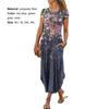 Mode Frauen Kleid Rundhals Kurzarm Taschen Floral Print Lose Maxi
