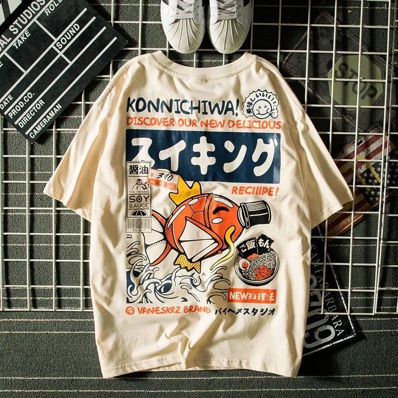 

Одежда для родителей и детей Лето Харадзюку Японский стиль Футболка с коротким рукавом Мужская Модный бренд Уличный Свободный Парные Топы Одежда S