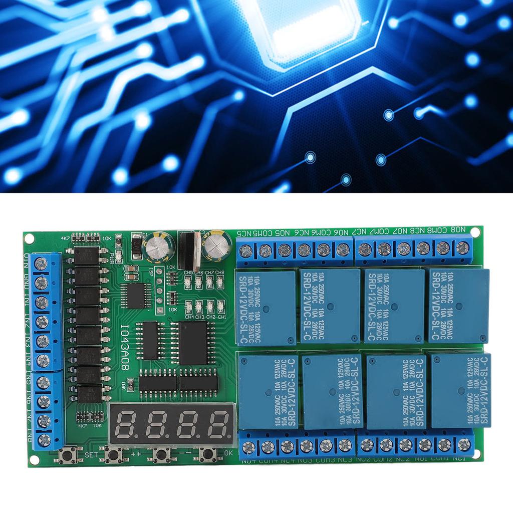 Modul Releu Temporizator IO43A08 8 Canale Multifuncțional Buclă Interblocare Auto-Blocare Momentan Bista