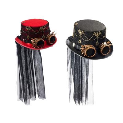 Steampunks Top Hat Unisex Nonwoven Victorians Hat with Goggles Unisex Costume Hat Role Play HippiesHat Halloween Headwear