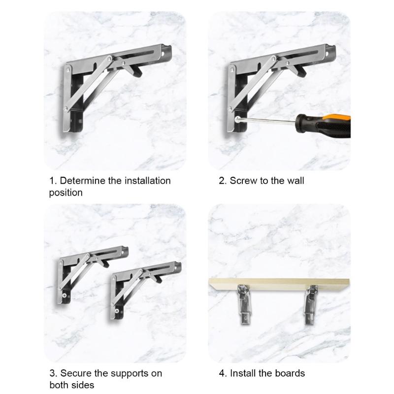 25cm Steel Foldable Shelf Bracket Wall Mounted Folding Bracket Simple Installation for Space Saving Home Organization