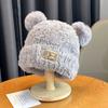 Warm Winter Plush Bear Hat Thick Beanies Caps Fashion Y2K Bear Ear Hat  Women