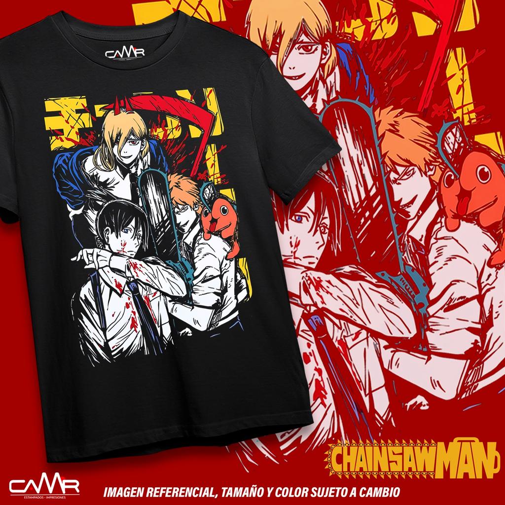 Tričko Chainsaw Man Anime CSM Denji Power Černé Tričko Všechny Velikosti Magishirt (55)