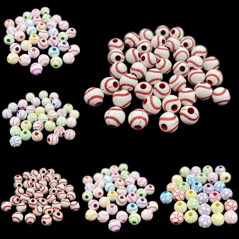 10Pcs 12mm Basketball Football Tennis Ball Creative Loose Beads DIY Jewelry Making Crafted Accessories