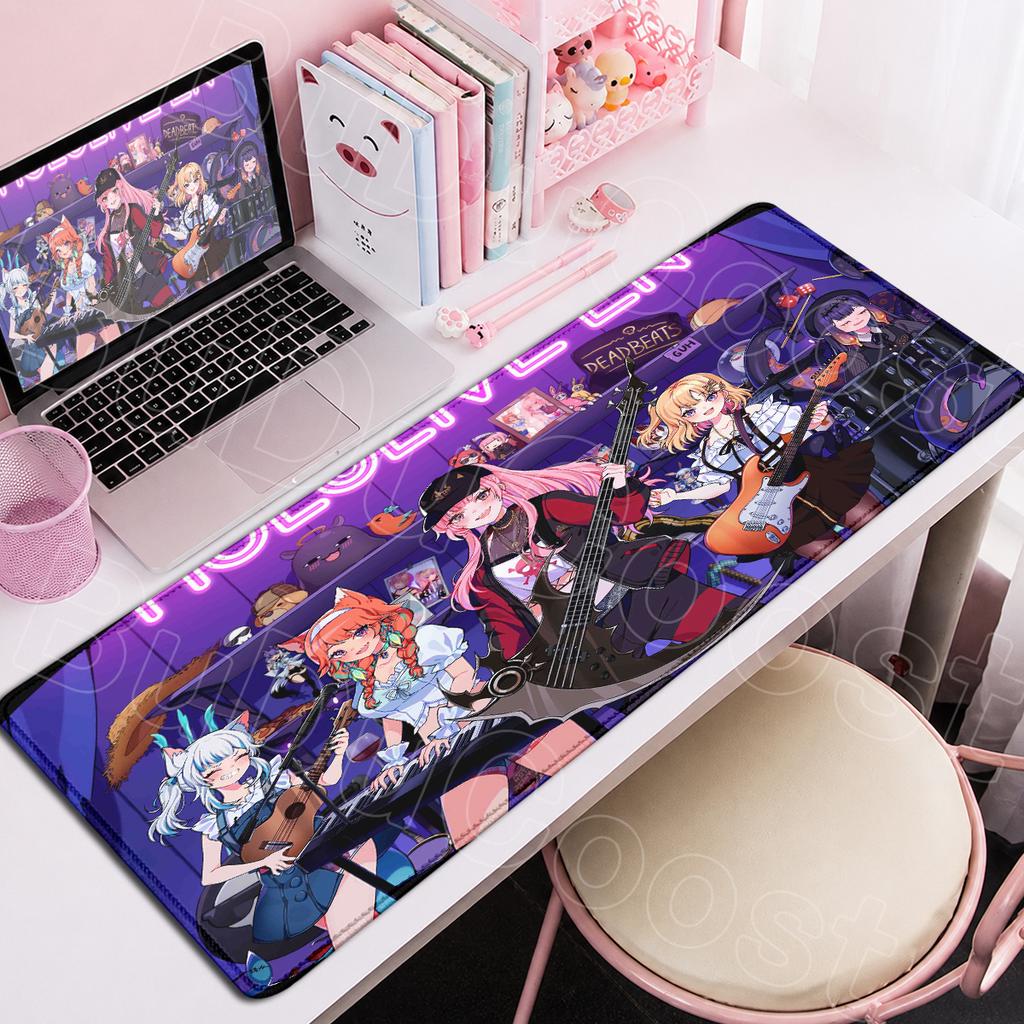 Office Large Rubber Gaming Mouse Pad Anime Non-slip Rubber Base Laptop Keyboard Mat Hololive Kawaii Mori Calliope Desktop Carpet