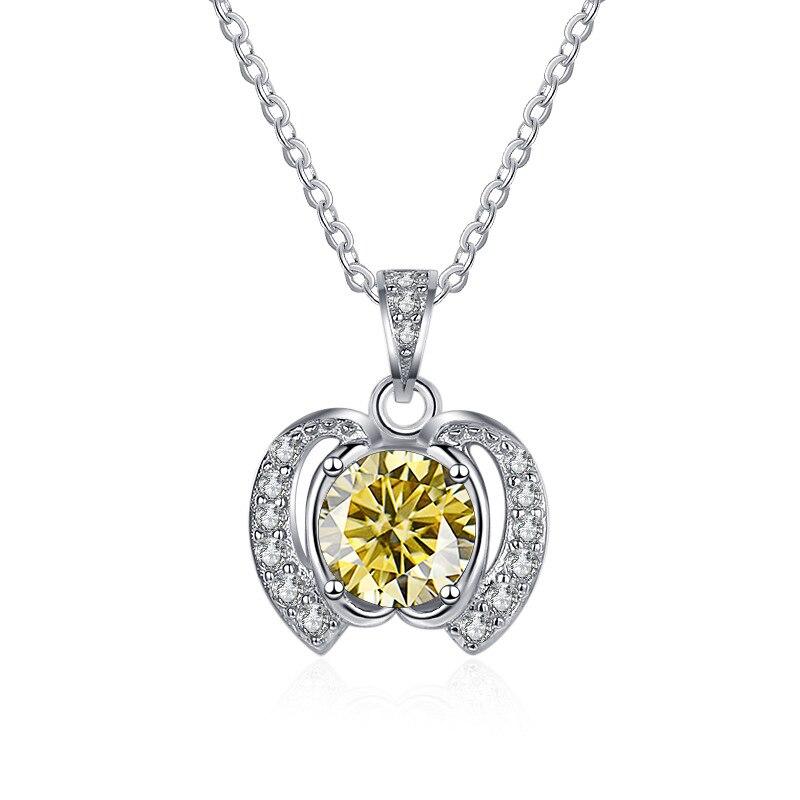 

Bague Ringen Trend Женское круглое муассанитовое ожерелье весом 1 карат Подвеска в форме яблока Цепочка ключицы Серебро 925 пробы Ювелирные изделия на Рождество 1ct length 45cm жёлтый