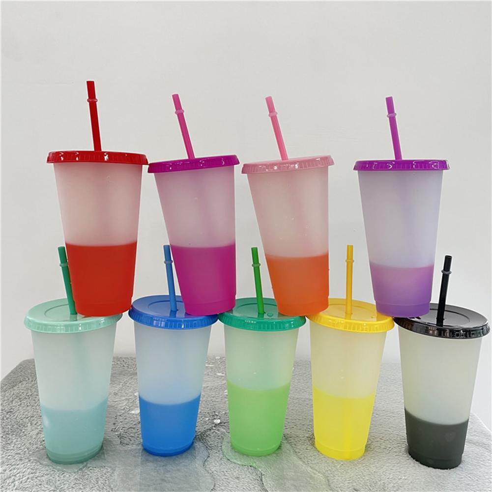 10 Pcs Cold Iced Coffee Cups BPA Free Color Changing Cups Party Funny Tumbler 24 OZ Ice Cold Drinking Cup for Kids Adults Party