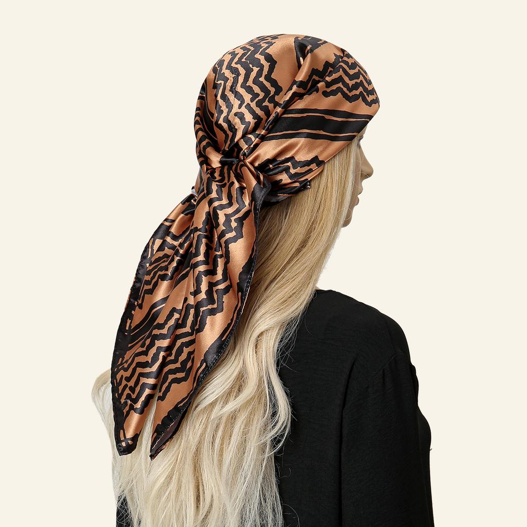New Palestine Scarf Keffiyeh Women Printed Square Scarf Muslim Hijab Satin Silk Handkerchief Bandanna Muffler Headscarf Wraps
