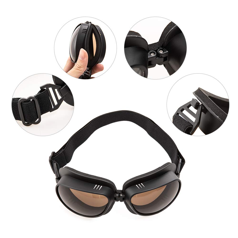 evomosa Motorcycle Goggles Vintage Pilot Goggles Retro Motocross Goggles Outdoor Eyewear Sports Glasses for Half Helmet (Black Frame, Black Lens)