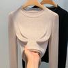 Bottom Shirt Women's New Women's Clothing Lotus Leaf Collar Splicing Pullover Sweater Thin Inner Belly Cover Top