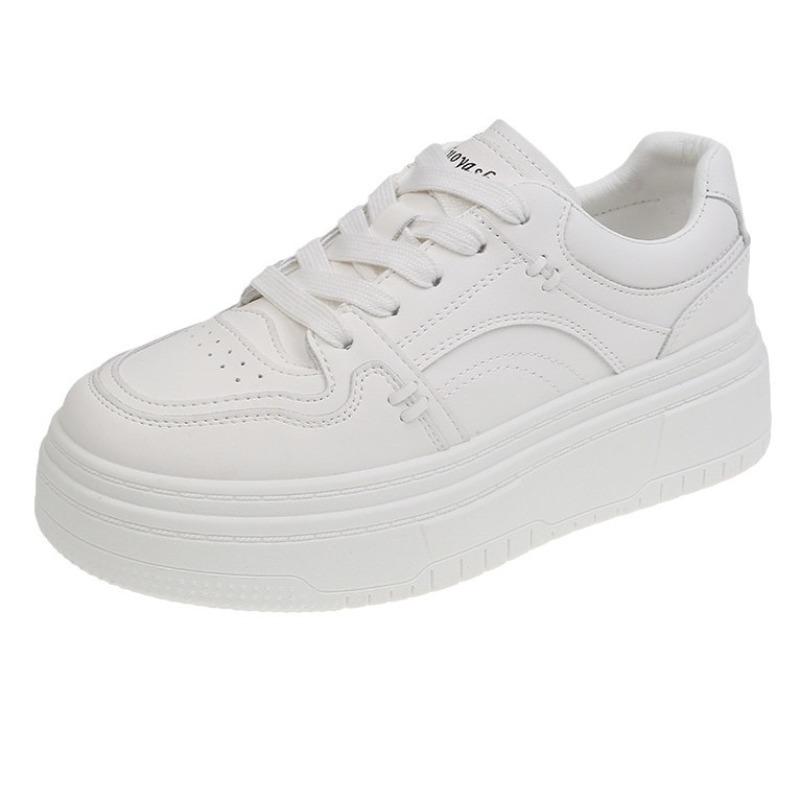 Leather thick-soled heightening board shoes early spring new versatile little white shoes children's casual sports shoes women's shoes