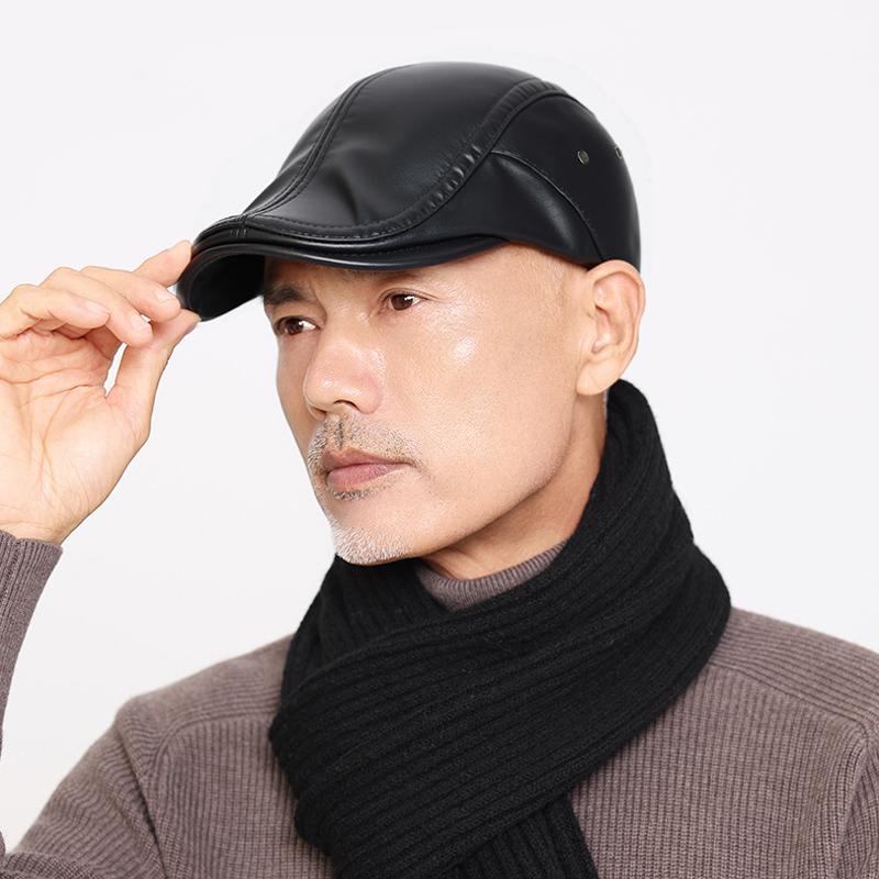 Winter Cold-Proof Warm-Keeping Forward Cap Outdoor Velvet Windproof Ear Protection Adjustable Cap for The Elderly