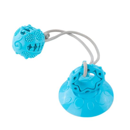 

Dog Suction Cup Teething Toy with Treat Dispenser TPR Chew Ball for Small Medium Dog Promotes Dental Health And Exercise Intelligent синий