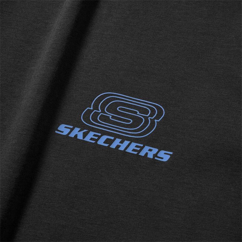 Skechers Colorful Casual Series Solid Color Breathable Round Neck Knitted Short Sleeve T-Shirt Unisex Tops Carbon-Black L223U165-0018