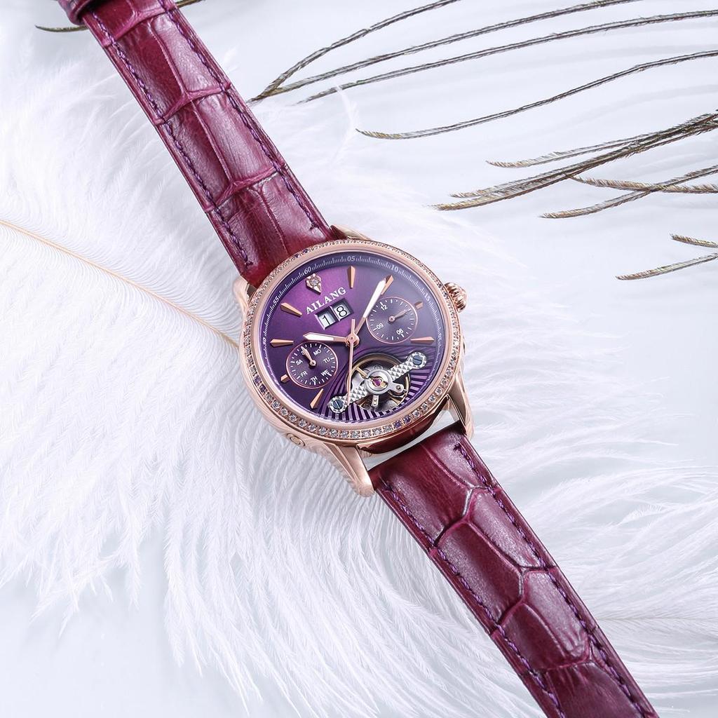 AI Lang Ladies' Diamond-Studded Automatic Watch - Fashionable, Multifunctional, Waterproof Wristwatch