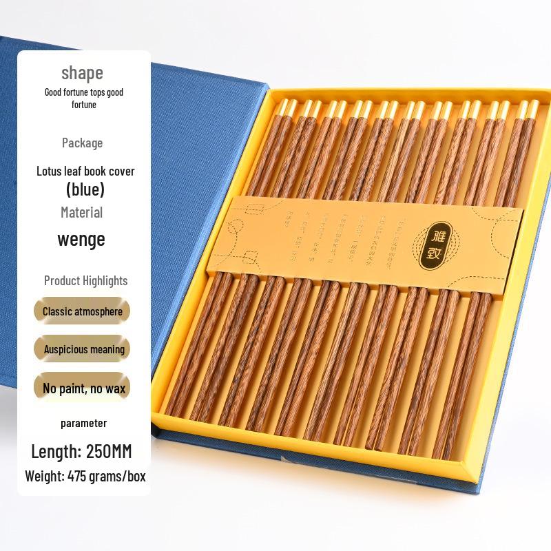 Chinese-Style Solid Wood Chopsticks - 10 Pairs Gift Box for Clients & Souvenirs