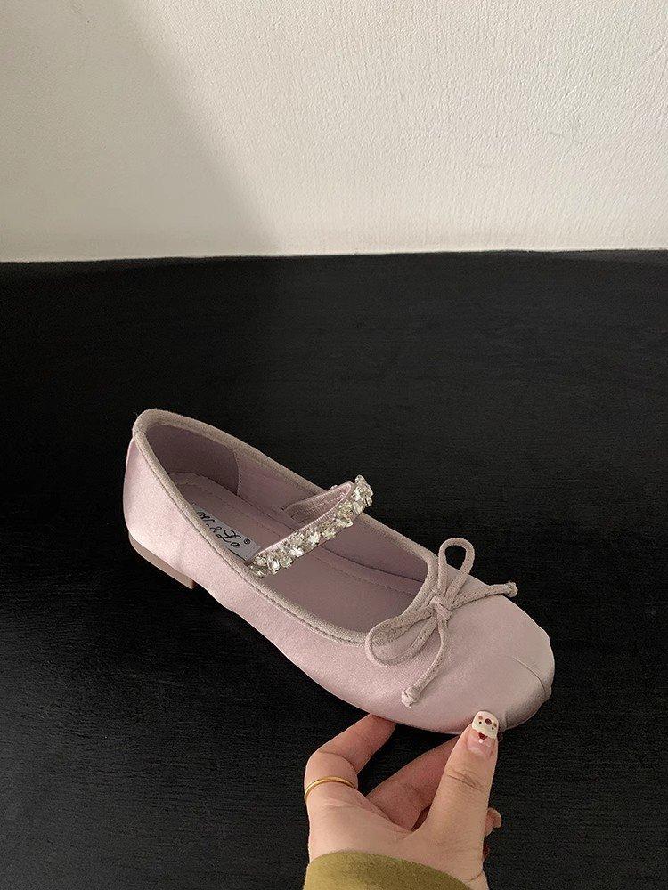 Evening Wind Shoes French Rhinestones with Mary Jane Single Shoes Flat Ballet Shoes Early Spring New Soft-soled Women's Shoes