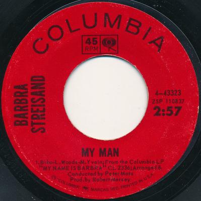 7inch Record BARBRA STREISAND - My Man 443323 Columbia 1965 US Pop Used