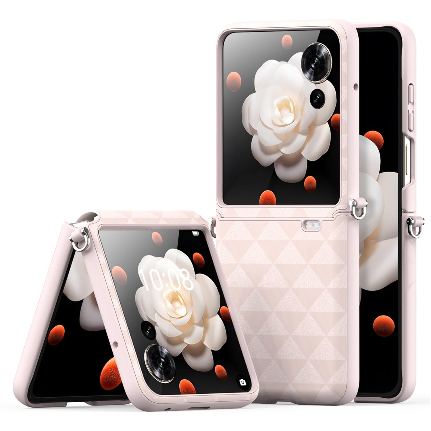 

DUX DUCIS Fitt Series for Honor Magic V Flip 5G Case Rhombus Leather+TPU Phone Cover Pink