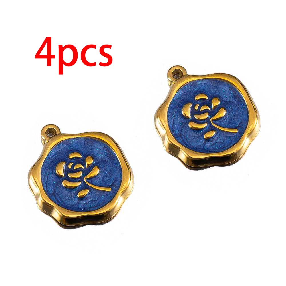 4-8pcs Stainless Steel Enamel Star Heart Eye Shell Sun Round Random Charm Base Anklet Pendant DIY Earring Necklace Jewelry Makin