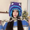 Winter Warm Plush Hat for Women Funny Monsters Hat Hooded Skull Hat Outdoor Activity Cap Windproof Headwear Pullover Hat