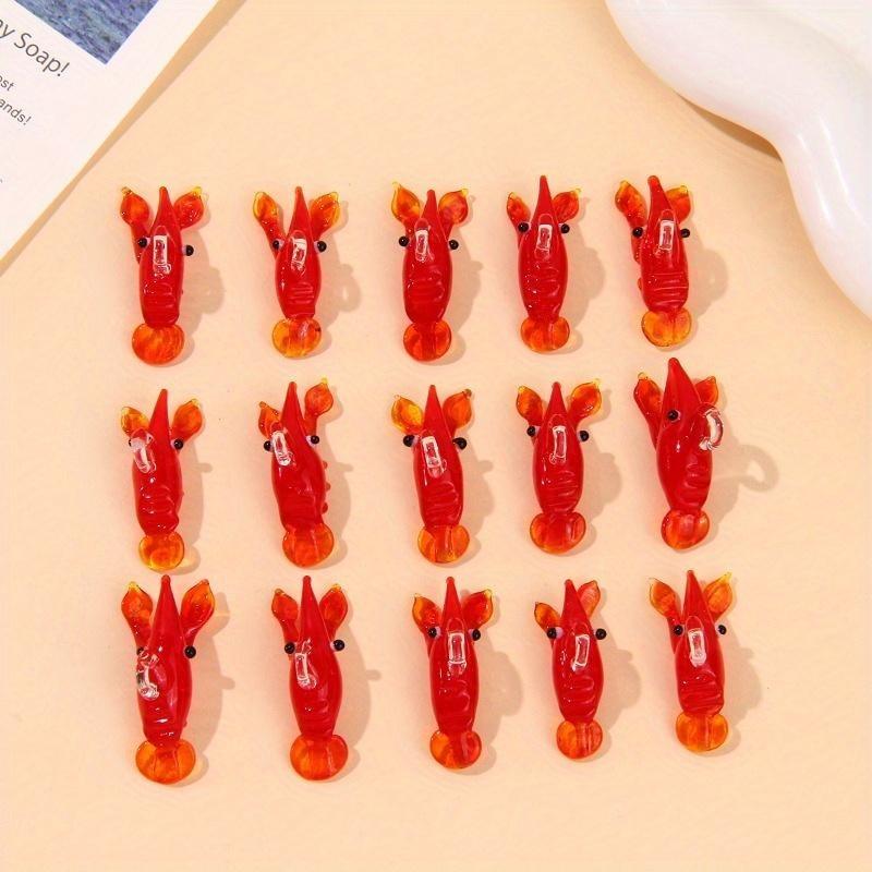 1PC Roter Hummer Mini Figur Anhänger Niedlichen Charme Krebse Garnelen Garnelen Winzige Statue Ornamente Aquarium Dekor Zubehör