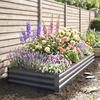 Metal Raised Garden Bed Planter Box Outdoor Planters for Growing Flowers, Herbs, Grey, 241x90.5x30cm