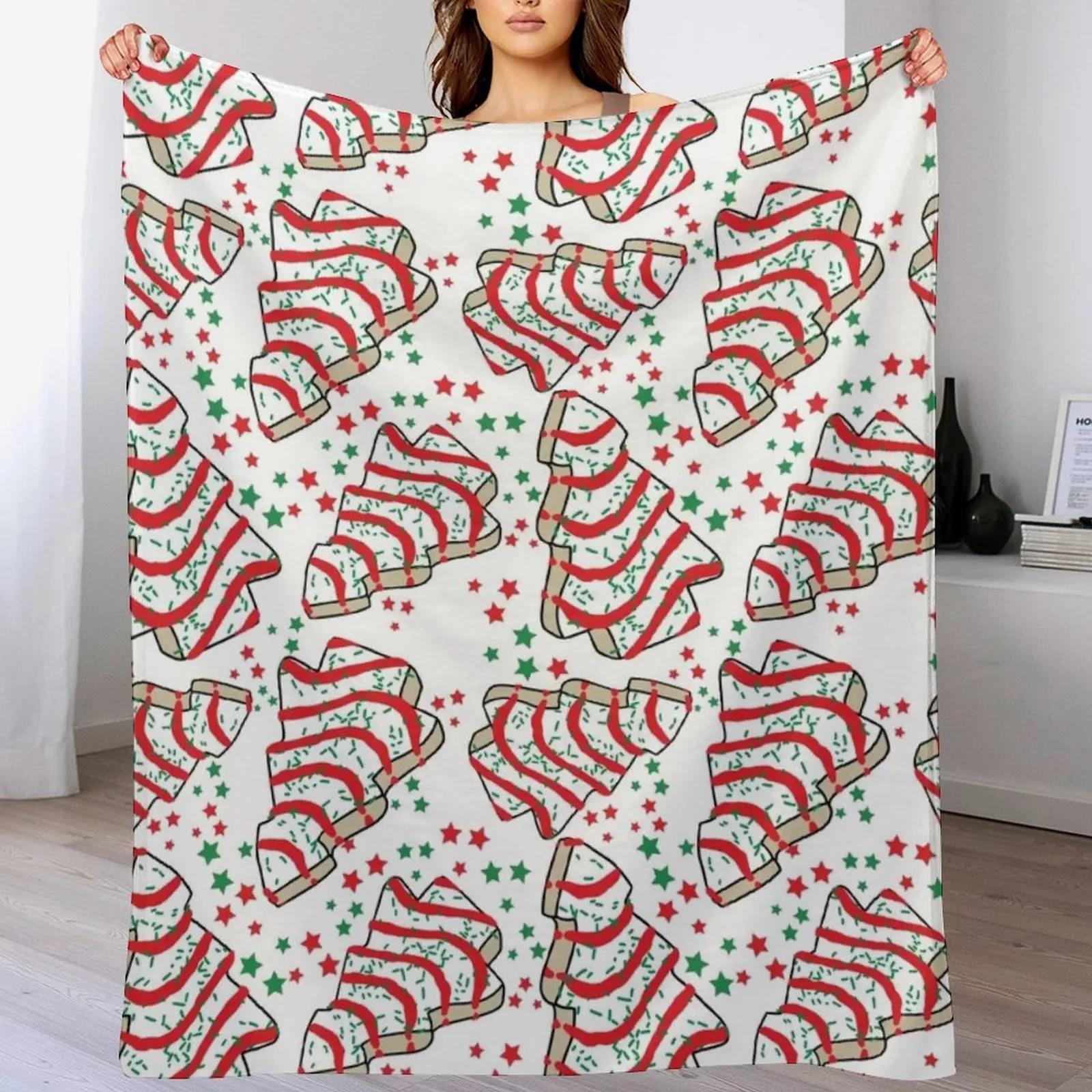 Christmas Tree Snack Cakes Throw Blanket Stylish Decor Blanket Gift for Friends Roommate 102x76cm(40x30in)