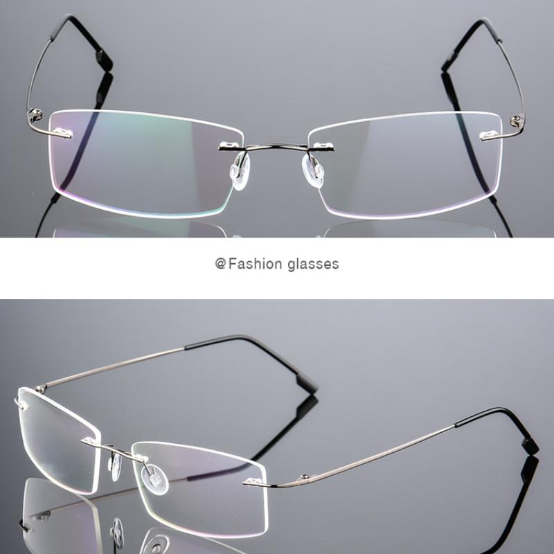 Ultralight Frameless Eyeglasses Titanium Alloy TR90 Glasses Frame Men High Quality Super Stretch Metal Temple Eyeglasses Frame