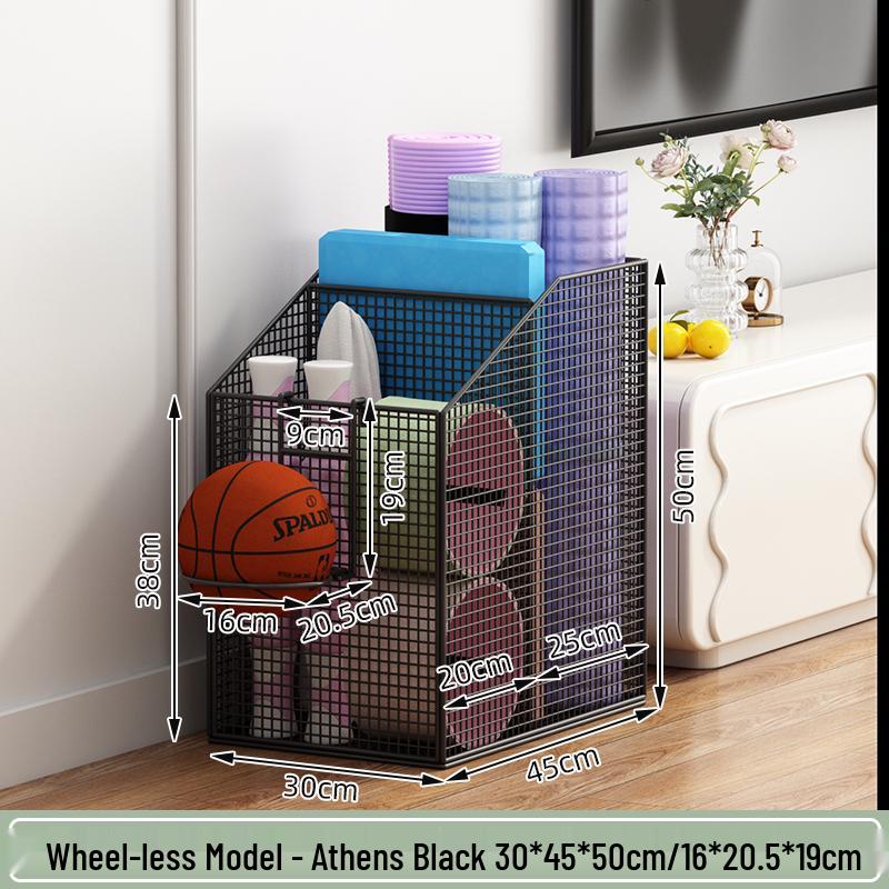 Estante de Chão para Armazenamento de Basquete e Prateleira de Brinquedos para Equipamentos Esportivos e Tapetes de Yoga
