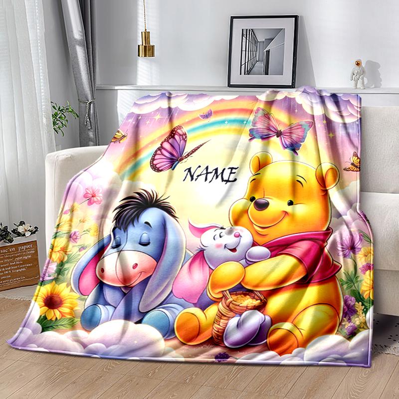 Customiz Name Personality Winnie the Pooh Blanket Soft &Warm Sofa Office Bed Travel Lunch Break Blanket, Gift Suitable All Seasons