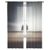 Baum-Grasland-Vorhänge für Wohnzimmer, Schlafzimmer, Tüll-Vorhang für Küche, Voile-Vorhang, Blindpaneele