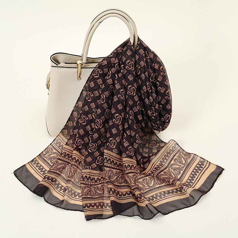 Indian Style New Chiffon Scarves Women Breathable Thin Simulation Silk Scarf Ladies Shawl And Wraps Women Printing Hijab Stole