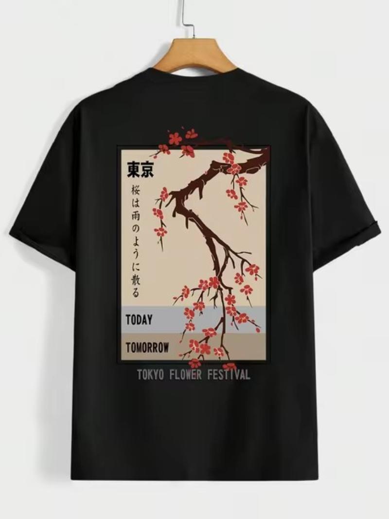 

Летняя винтажная футболка с изображением японского самурая, мужская повседневная футболка с коротким рукавом, мужская одежда больших размеров, уличная одежда в стиле панк M